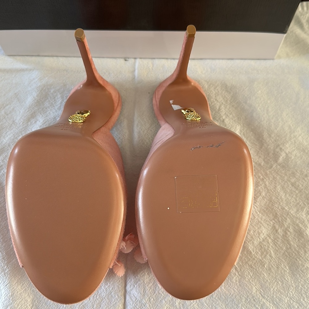 Aquazurra Pink Suede Mules - Picture 5 of 6